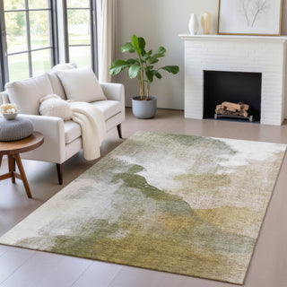 Piper Looms Chantille Abstract ACN2043 Green Machine Washable Area Rug Lifestyle Image Feature
