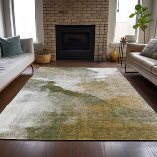 Piper Looms Chantille Abstract ACN2043 Green Machine Washable Area Rug Lifestyle Image Feature