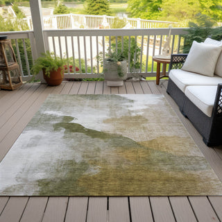 Piper Looms Chantille Abstract ACN2043 Green Machine Washable Area Rug Outdoor Lifestyle Image Feature