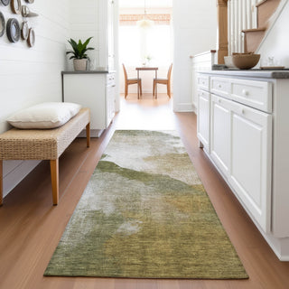 Piper Looms Chantille Abstract ACN2043 Green Machine Washable Area Rug Runner Lifestyle Image Feature