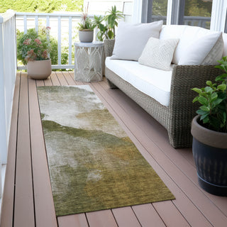 Piper Looms Chantille Abstract ACN2043 Green Machine Washable Area Rug Runner Outdoor Lifestyle Image Feature
