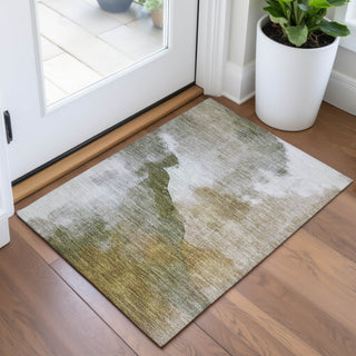Piper Looms Chantille Abstract ACN2043 Green Machine Washable Area Rug Scatter Lifestyle Image Feature