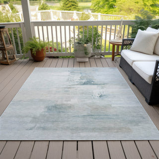 Piper Looms Chantille Abstract ACN2044 Sky Machine Washable Area Rug Outdoor Lifestyle Image Feature