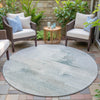 Piper Looms Chantille Abstract ACN2044 Sky Machine Washable Area Rug Round Outdoor Lifestyle Image Feature