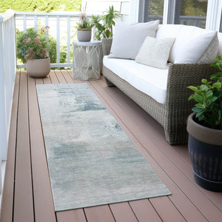 Piper Looms Chantille Abstract ACN2044 Sky Machine Washable Area Rug Runner Outdoor Lifestyle Image Feature