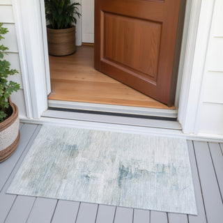 Piper Looms Chantille Abstract ACN2044 Sky Machine Washable Area Rug Scatter Outdoor Lifestyle Image Feature