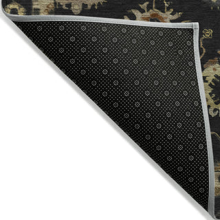 Piper Looms Chantille Global ACN2045 Black Machine Washable Area Rug Backing Image