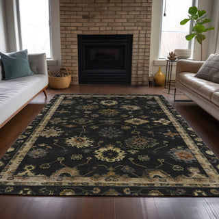 Piper Looms Chantille Global ACN2045 Black Machine Washable Area Rug Lifestyle Image Feature