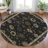Piper Looms Chantille Global ACN2045 Black Machine Washable Area Rug Round Lifestyle Image Feature