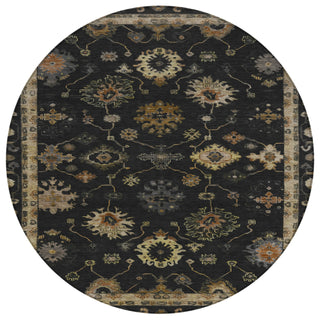 Piper Looms Chantille Global ACN2045 Black Machine Washable Area Rug Round Main Image
