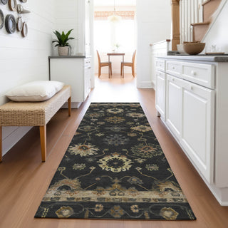 Piper Looms Chantille Global ACN2045 Black Machine Washable Area Rug Runner Lifestyle Image Feature
