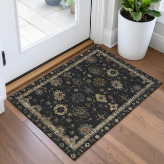 Piper Looms Chantille Global ACN2045 Black Machine Washable Area Rug Scatter Lifestyle Image Feature