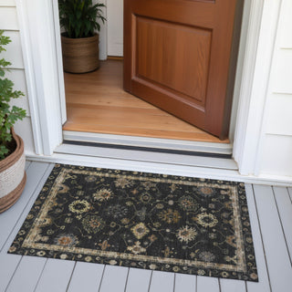 Piper Looms Chantille Global ACN2045 Black Machine Washable Area Rug Scatter Outdoor Lifestyle Image Feature