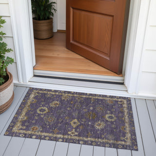 Piper Looms Chantille Global ACN2045 Eggplant Machine Washable Area Rug Scatter Outdoor Lifestyle Image Feature