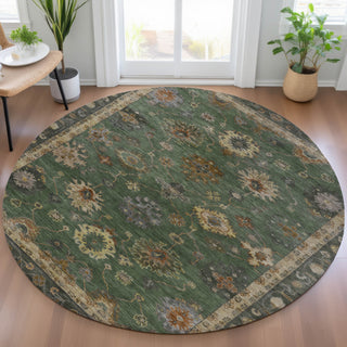 Piper Looms Chantille Global ACN2045 Fern Machine Washable Area Rug Round Lifestyle Image Feature