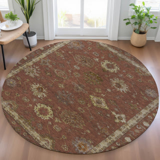 Piper Looms Chantille Global ACN2045 Paprika Machine Washable Area Rug Round Lifestyle Image Feature