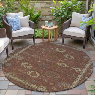 Piper Looms Chantille Global ACN2045 Paprika Machine Washable Area Rug Round Outdoor Lifestyle Image Feature