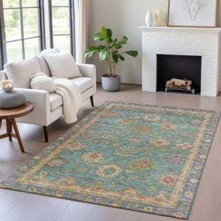 Piper Looms Chantille Global ACN2045 Teal Machine Washable Area Rug Lifestyle Image Feature