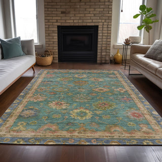 Piper Looms Chantille Global ACN2045 Teal Machine Washable Area Rug Lifestyle Image Feature