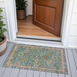 Piper Looms Chantille Global ACN2045 Teal Machine Washable Area Rug Scatter Outdoor Lifestyle Image Feature