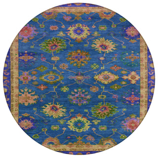Piper Looms Chantille Global ACN2046 Blue Machine Washable Area Rug Round Main Image