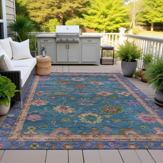 Piper Looms Chantille Global ACN2046 Teal Machine Washable Area Rug Outdoor Lifestyle Image Feature
