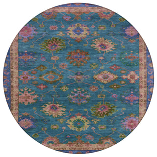 Piper Looms Chantille Global ACN2046 Teal Machine Washable Area Rug Round Main Image