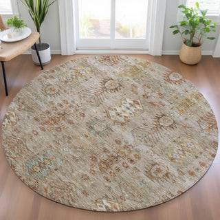 Piper Looms Chantille Global ACN2047 Beige Machine Washable Area Rug Round Lifestyle Image Feature