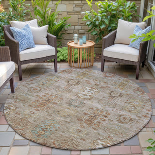 Piper Looms Chantille Global ACN2047 Beige Machine Washable Area Rug Round Outdoor Lifestyle Image Feature