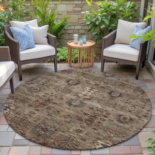 Piper Looms Chantille Global ACN2047 Brown Machine Washable Area Rug Round Outdoor Lifestyle Image Feature