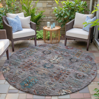 Piper Looms Chantille Global ACN2047 Gray Machine Washable Area Rug Round Outdoor Lifestyle Image Feature