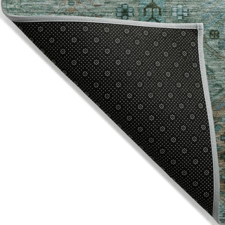 Piper Looms Chantille Global ACN2047 Green Machine Washable Area Rug Backing Image