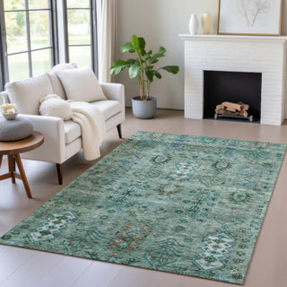 Piper Looms Chantille Global ACN2047 Green Machine Washable Area Rug Lifestyle Image Feature