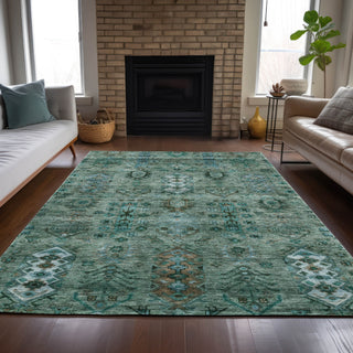 Piper Looms Chantille Global ACN2047 Green Machine Washable Area Rug Lifestyle Image Feature