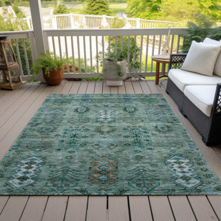 Piper Looms Chantille Global ACN2047 Green Machine Washable Area Rug Outdoor Lifestyle Image Feature