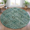 Piper Looms Chantille Global ACN2047 Green Machine Washable Area Rug Round Lifestyle Image Feature