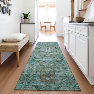 Piper Looms Chantille Global ACN2047 Green Machine Washable Area Rug Runner Lifestyle Image Feature