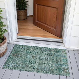 Piper Looms Chantille Global ACN2047 Green Machine Washable Area Rug Scatter Outdoor Lifestyle Image Feature