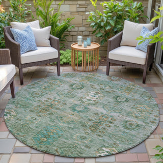 Piper Looms Chantille Global ACN2047 Sage Machine Washable Area Rug Round Outdoor Lifestyle Image Feature