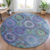 Piper Looms Chantille Panel ACN2049 Blue Machine Washable Area Rug Round Lifestyle Image Feature