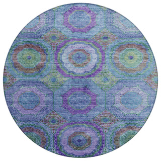 Piper Looms Chantille Panel ACN2049 Blue Machine Washable Area Rug Round Main Image
