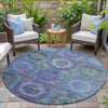 Piper Looms Chantille Panel ACN2049 Blue Machine Washable Area Rug Round Outdoor Lifestyle Image Feature