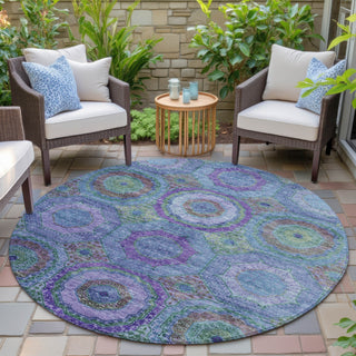 Piper Looms Chantille Panel ACN2049 Blue Machine Washable Area Rug Round Outdoor Lifestyle Image Feature