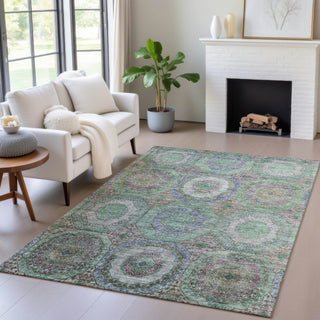 Piper Looms Chantille Panel ACN2049 Green Machine Washable Area Rug Lifestyle Image Feature