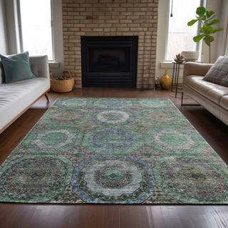 Piper Looms Chantille Panel ACN2049 Green Machine Washable Area Rug Lifestyle Image Feature