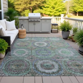 Piper Looms Chantille Panel ACN2049 Green Machine Washable Area Rug Outdoor Lifestyle Image Feature