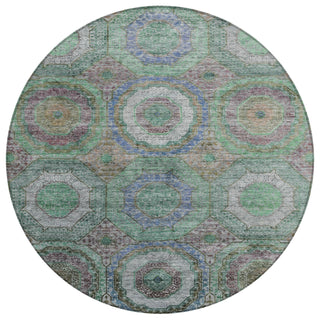 Piper Looms Chantille Panel ACN2049 Green Machine Washable Area Rug Round Main Image