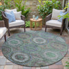 Piper Looms Chantille Panel ACN2049 Green Machine Washable Area Rug Round Outdoor Lifestyle Image Feature