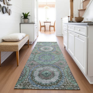 Piper Looms Chantille Panel ACN2049 Green Machine Washable Area Rug Runner Lifestyle Image Feature