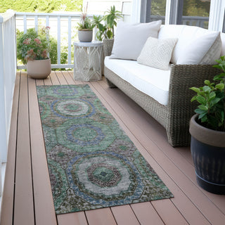 Piper Looms Chantille Panel ACN2049 Green Machine Washable Area Rug Runner Outdoor Lifestyle Image Feature
